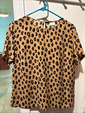 a new day Leopard Print Short Sleeve Top - Tan/Black